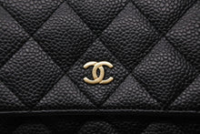 Load image into Gallery viewer, 極美品 CHANEL シャネル チェーンウォレット ショルダーバッグ 18番台 キャビアスキン ココマーク ブラック ゴールド金具 中古 4b011555