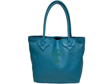 Load image into Gallery viewer, CHROME HEARTS クロムハーツ FS TOTE FSトートバッグ CHクロスパッチ ダガージップ ブルー シルバー925 シルバー金具 美品 中古 4b011594