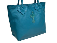 Load image into Gallery viewer, CHROME HEARTS クロムハーツ FS TOTE FSトートバッグ CHクロスパッチ ダガージップ ブルー シルバー925 シルバー金具 美品 中古 4b011594