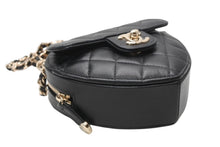 Load image into Gallery viewer, 新品未使用 CHANEL シャネル ハートバッグ チェーンショルダーバッグ AP2784 32番台 ココマーク ラムスキン ブラック 中古 4b011600