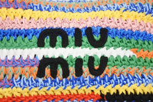 Load image into Gallery viewer, 極美品 MIUMIU ミュウミュウ クロシェ ポーチ マルチカラー ファブリック レザー 5NE841_AF46_F0055 シルバー金具 ハンドバッグ 中古 4b011628