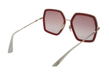 Load image into Gallery viewer, 極美品 GUCCI グッチ スクエア サングラス レッド ゴールド プラスチック メタル 56□19 GG0106S ゴールド金具 中古 4b011778