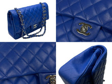 Load image into Gallery viewer, 極美品 CHANEL シャネル マトラッセ25 Wフラップ Wチェーンショルダーバッグ 27番台 ココマーク カーフスキン ブルー シルバー金具 中古 4b011649