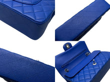 Load image into Gallery viewer, 極美品 CHANEL シャネル マトラッセ25 Wフラップ Wチェーンショルダーバッグ 27番台 ココマーク カーフスキン ブルー シルバー金具 中古 4b011649