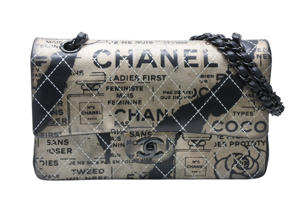 CHANEL Chanel Matelasse 25 W Flap W Chain Shoulder Bag A01112 21st Newspaper Coco Mark Lambskin Good Condition Used 4b011652