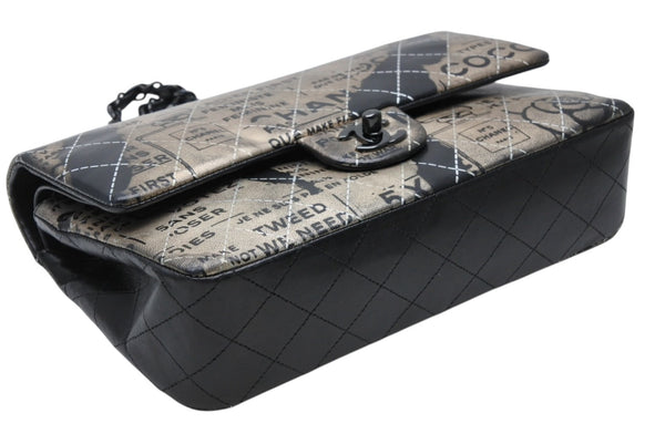CHANEL シャネル マトラッセ25 Wフラップ Wチェーンショルダーバッグ A01112 21番台 ニュースペーパー ココマーク ラムスキン 美品 中古 4b011652