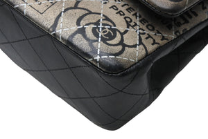 CHANEL シャネル マトラッセ25 Wフラップ Wチェーンショルダーバッグ A01112 21番台 ニュースペーパー ココマーク ラムスキン 美品 中古 4b011652