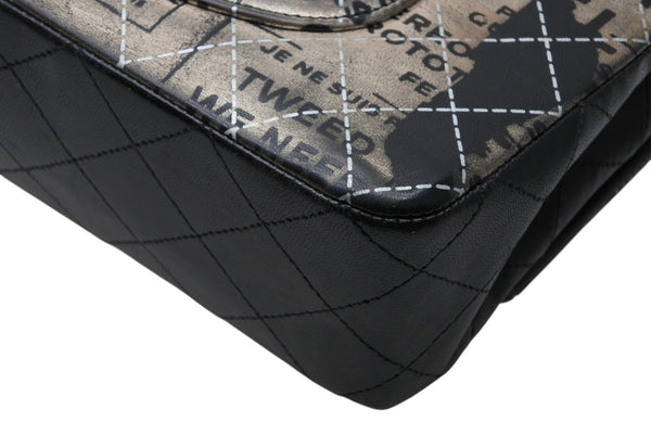 CHANEL シャネル マトラッセ25 Wフラップ Wチェーンショルダーバッグ A01112 21番台 ニュースペーパー ココマーク ラムスキン 美品 中古 4b011652