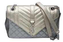Load image into Gallery viewer, YVES SAINT LAURENt イヴサンローラン エンヴェロップ ミディアム ショルダーバッグ ゴールド シルバー 美品 中古 4b011678