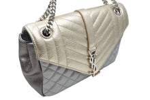 Load image into Gallery viewer, YVES SAINT LAURENt イヴサンローラン エンヴェロップ ミディアム ショルダーバッグ ゴールド シルバー 美品 中古 4b011678