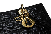 Load image into Gallery viewer, 極美品 Christian Dior クリスチャンディオール レディディオール ラージ カナージュ 2WAY ハンドバッグ 16-BO-0161 ブラック パテントレザー エナメル ゴールド金具 中古 4b011376