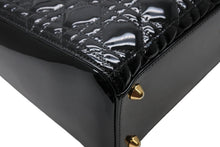 Load image into Gallery viewer, 極美品 Christian Dior クリスチャンディオール レディディオール ラージ カナージュ 2WAY ハンドバッグ 16-BO-0161 ブラック パテントレザー エナメル ゴールド金具 中古 4b011376