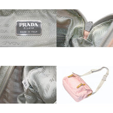 Load image into Gallery viewer, PRADA プラダ トライアングルロゴ ショルダーバッグ イタリア製 ナイロン パテントレザー ピンク シルバー金具 美品 中古 4b011680