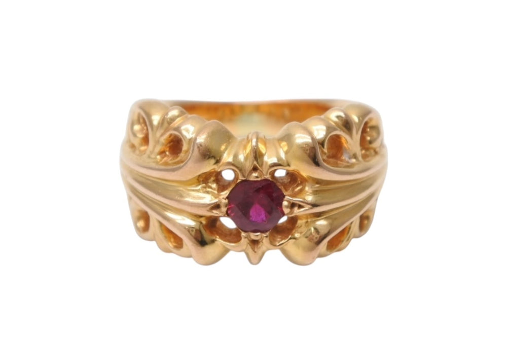 CHROME HEARTS K&T 22K Floral Ring with Ruby, Size 17 (US), Weight 29.3g, Excellent Condition, Used, Item Number: 4b011701