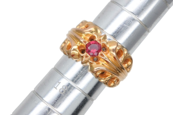 CHROME HEARTS クロムハーツ K&T 22K フローラルリング ルビー サイズ17号 重量29.3g 美品 中古 4b011701