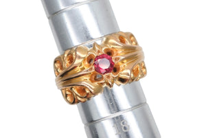 CHROME HEARTS クロムハーツ K&T 22K フローラルリング ルビー サイズ17号 重量29.3g 美品 中古 4b011701