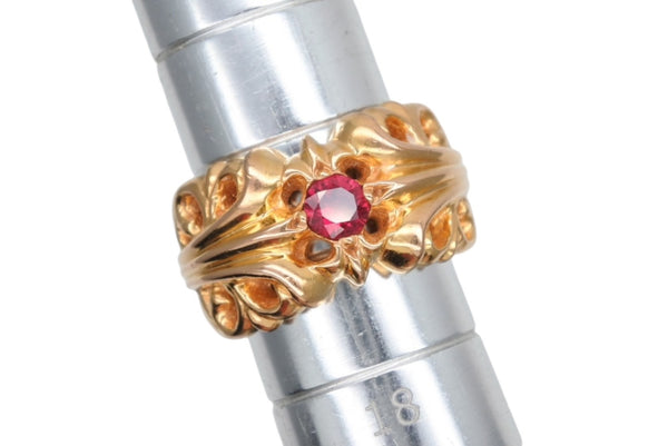 CHROME HEARTS クロムハーツ K&T 22K フローラルリング ルビー サイズ17号 重量29.3g 美品 中古 4b011701