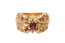 Load image into Gallery viewer, CHROME HEARTS クロムハーツ K&amp;T 22K フローラルリング ルビー サイズ17号 重量29.3g 美品 中古 4b011701