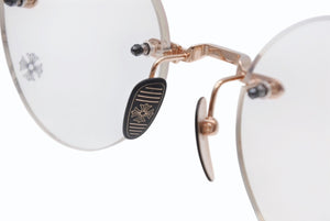 極美品 CHROME HEARTS クロムハーツ SOFFFFFFFFERSI 伊達メガネ アイウェア 90328664 ゴールド クリアレンズ シルバー925 中古 4b011708