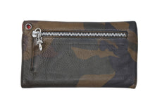 Load image into Gallery viewer, CHROME HEARTS クロムハーツ WAVE CRS BTN NOVELTY ウェーブウォレット 長財布 クロスボタン ノベルティレザー タンクカモ 美品 中古 4b011706