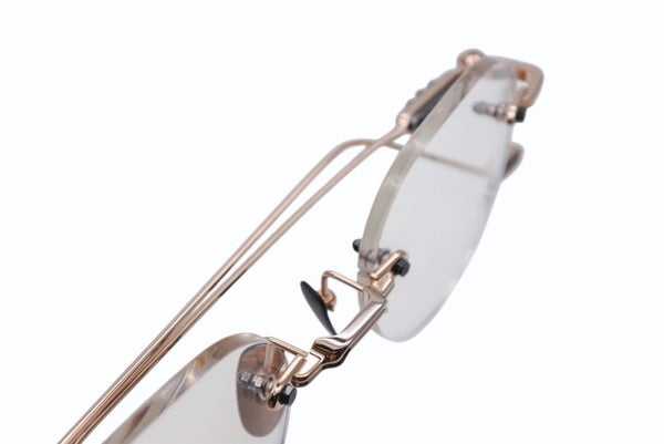 極美品 CHROME HEARTS クロムハーツ SOFFFFFFFFERSI 伊達メガネ アイウェア 90328664 ゴールド クリアレンズ シルバー925 中古 4b011708