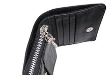 Load image into Gallery viewer, CHROME HEARTS クロムハーツ スクエアジップ ビルウォレット 二つ折り財布 ブラック レザー シルバー金具 美品 中古 4b011715