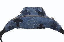 Load image into Gallery viewer, 極美品 CHROME HEARTS クロムハーツ SNAT PACK DNM SCTD PTCH ミニ スナットパック ウエストバッグ デニム パッチワーク 中古 4b011725