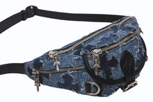 Load image into Gallery viewer, 極美品 CHROME HEARTS クロムハーツ SNAT PACK DNM SCTD PTCH ミニ スナットパック ウエストバッグ デニム パッチワーク 中古 4b011725