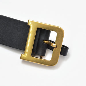 Christian Dior クリスチャンディオール クエイク Dバックル ベルト 23-MA-0179 ブラック レザー サイズ80 ゴールド金具 中古 4b011761