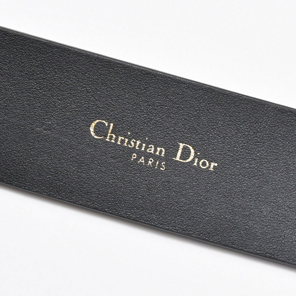 Christian Dior クリスチャンディオール クエイク Dバックル ベルト 23-MA-0179 ブラック レザー サイズ80 ゴールド金具 中古 4b011761