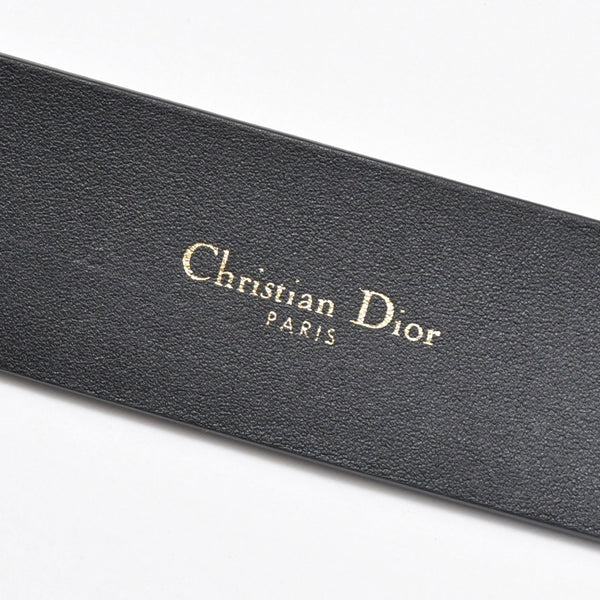 Christian Dior クリスチャンディオール クエイク Dバックル ベルト 23-MA-0179 ブラック レザー サイズ80 ゴールド金具 中古 4b011761