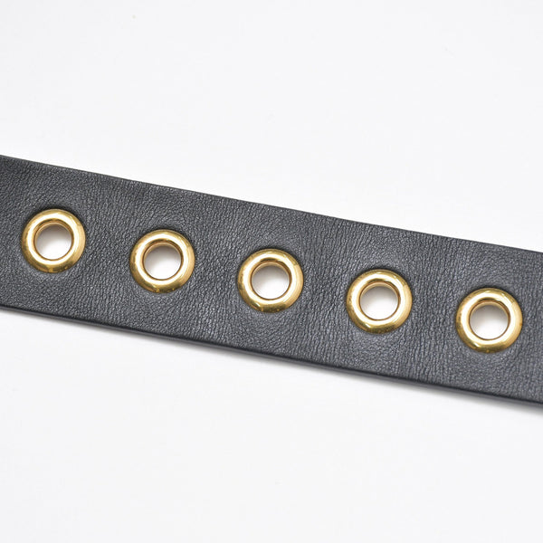 Christian Dior クリスチャンディオール クエイク Dバックル ベルト 23-MA-0179 ブラック レザー サイズ80 ゴールド金具 中古 4b011761