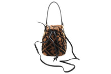 Load image into Gallery viewer, FENDI フェンディ ズッカ モントレゾール 2WAY ショルダーバッグ ブラウン ブラック 8BS010A8HP ファー レザー ゴールド金具 美品 中古 4b011789