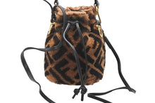 Load image into Gallery viewer, FENDI フェンディ ズッカ モントレゾール 2WAY ショルダーバッグ ブラウン ブラック 8BS010A8HP ファー レザー ゴールド金具 美品 中古 4b011789