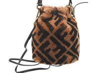 Load image into Gallery viewer, FENDI フェンディ ズッカ モントレゾール 2WAY ショルダーバッグ ブラウン ブラック 8BS010A8HP ファー レザー ゴールド金具 美品 中古 4b011789