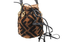 Load image into Gallery viewer, FENDI フェンディ ズッカ モントレゾール 2WAY ショルダーバッグ ブラウン ブラック 8BS010A8HP ファー レザー ゴールド金具 美品 中古 4b011789