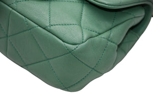 極美品 CHANEL シャネル ミニマトラッセ オーバル ロゴ チェイン ハンドルフラップバッグ ランダム番台 ラムスキン グリーン ゴールド金具 中古 4b011819