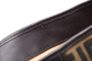 FENDI フェンディ ハンドバッグ ズッカ柄 イタリア製 キャンバス レザー ブラウン ゴールド金具 美品 中古 4b011838