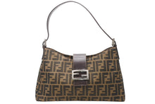 Load image into Gallery viewer, FENDI フェンディ ズッカ マンマバゲット ワンショルダーバッグ ブラウン コットンキャンバス レザー シルバー金具 美品 中古 4b011859