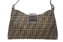 Load image into Gallery viewer, FENDI フェンディ ズッカ マンマバゲット ワンショルダーバッグ ブラウン コットンキャンバス レザー シルバー金具 美品 中古 4b011859