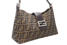 Load image into Gallery viewer, FENDI フェンディ ズッカ マンマバゲット ワンショルダーバッグ ブラウン コットンキャンバス レザー シルバー金具 美品 中古 4b011859