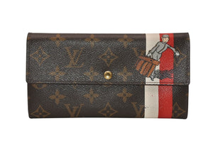 LOUIS VUITTON ルイヴィトン グルーム ポルトフォイユサラ 長財布 M60034 ブラウン ルージュ モノグラムキャンバス レザー ゴールド金具 美品 中古 4b011876