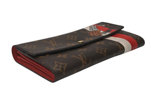 LOUIS VUITTON ルイヴィトン グルーム ポルトフォイユサラ 長財布 M60034 ブラウン ルージュ モノグラムキャンバス レザー ゴールド金具 美品 中古 4b011876
