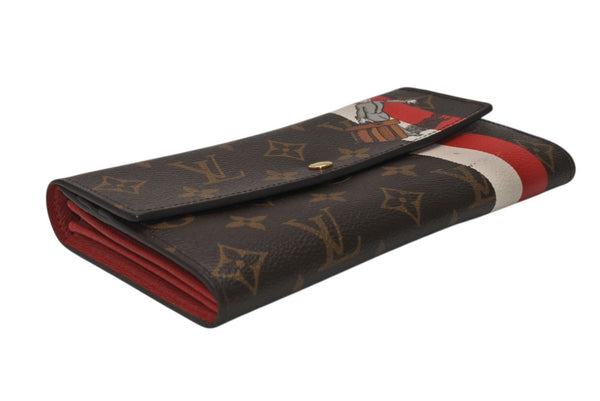 LOUIS VUITTON ルイヴィトン グルーム ポルトフォイユサラ 長財布 M60034 ブラウン ルージュ モノグラムキャンバス レザー ゴールド金具 美品 中古 4b011876