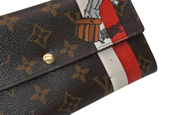 LOUIS VUITTON ルイヴィトン グルーム ポルトフォイユサラ 長財布 M60034 ブラウン ルージュ モノグラムキャンバス レザー ゴールド金具 美品 中古 4b011876