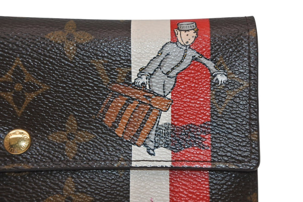 LOUIS VUITTON ルイヴィトン グルーム ポルトフォイユサラ 長財布 M60034 ブラウン ルージュ モノグラムキャンバス レザー ゴールド金具 美品 中古 4b011876