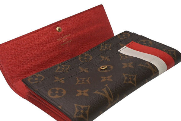 LOUIS VUITTON ルイヴィトン グルーム ポルトフォイユサラ 長財布 M60034 ブラウン ルージュ モノグラムキャンバス レザー ゴールド金具 美品 中古 4b011876