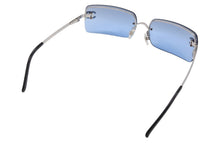 Load image into Gallery viewer, CHANEL シャネル リムレス サングラス 4104-B サイズ62□15 ココマーク ラインストーン ブルー シルバー 美品 中古 4b011894