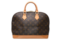 LOUIS VUITTON ルイ ヴィトン アルマPM ハンドバッグ M51130 モノグラム PVC ブラウン ゴールド金具 美品 中古 4b011873