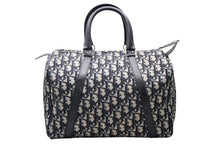 Load image into Gallery viewer, Christian Dior クリスチャンディオール トロッター ボストンバッグ ネイビー キャンバス 美品 中古 4b011879